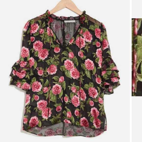 Julius tiered ruffle sleeve tunic top- Alice+Olivia - Picture 5 of 6